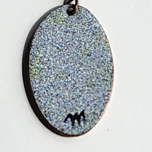 Green cactus enamel on copper earrings - Picture 3 of 8